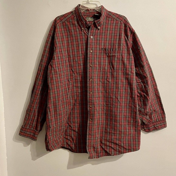 L.L. Bean Other - SOLD Vintage LL Bean XL Tall Kennebunk Sport Shirt Red Plaid O KR03 Cotton L/S